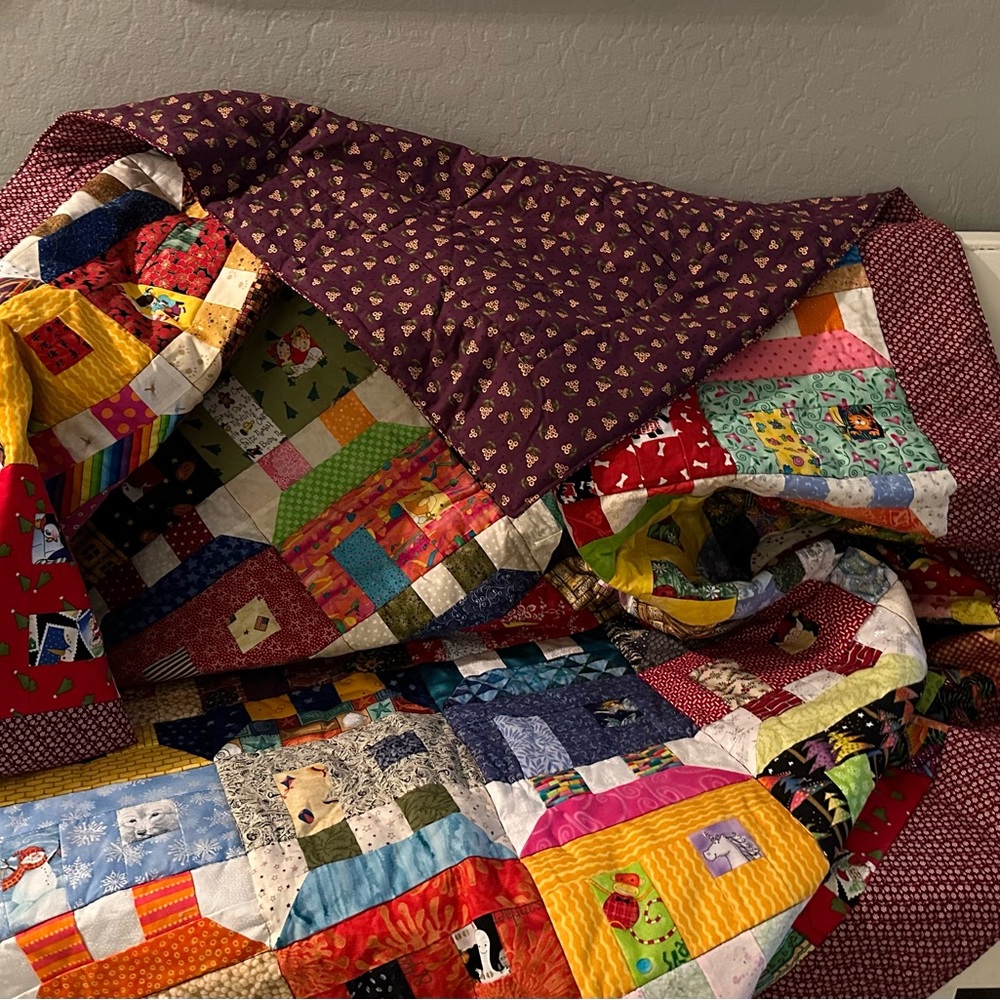 Handmade quilt, 86 x 52, vintage design - Picture 6 of 10